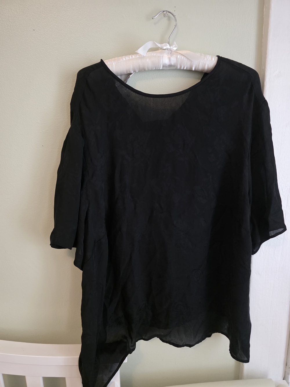 Women's Vintage Sheer Silk Short-Sleeve Top